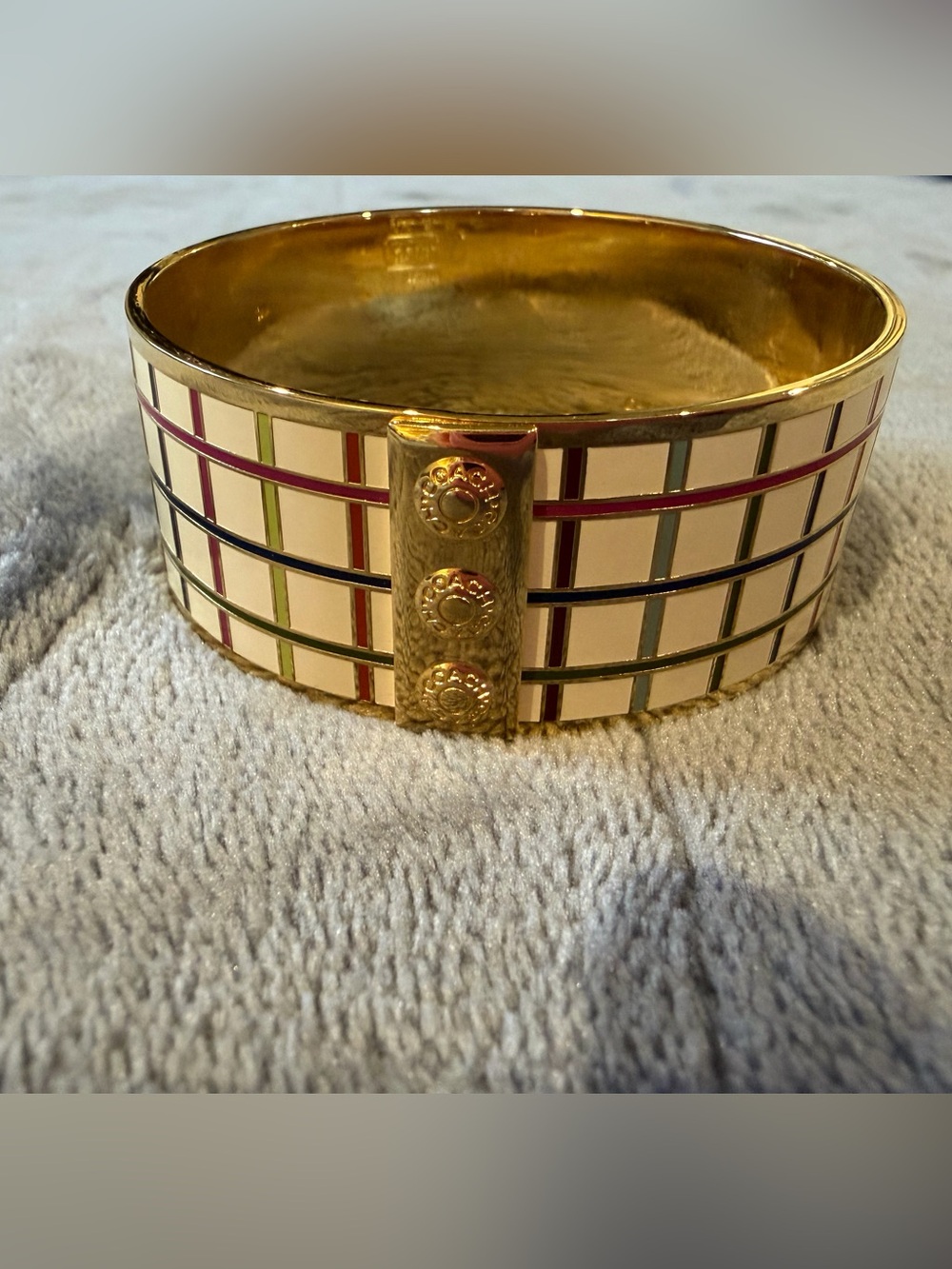 Coach Gold Multicolor Hinged Bangle Bracelet